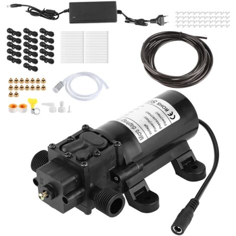 Système de Pulvérisation Basse Pression Électrique 12m avec 16 Buses pour Jardin Extérieur, Prise EU 110‑240V