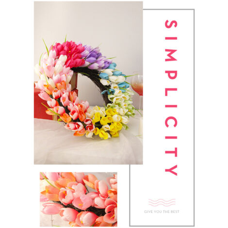 Couronne de fleurs artificielles pour décoration intérieure et extérieure (1/5)