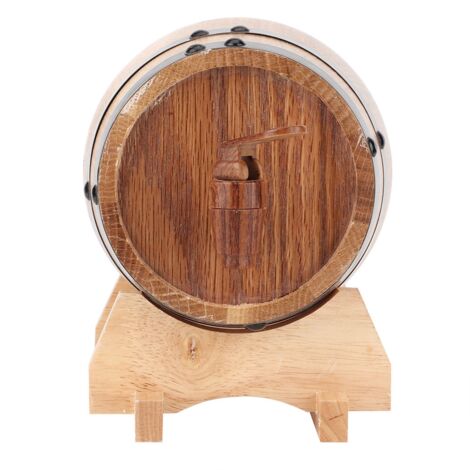 Fût à Vin en Chêne 1L Miniature - Équipement de Brassage Maison Portable, Tonnelet avec Cerclage Noir