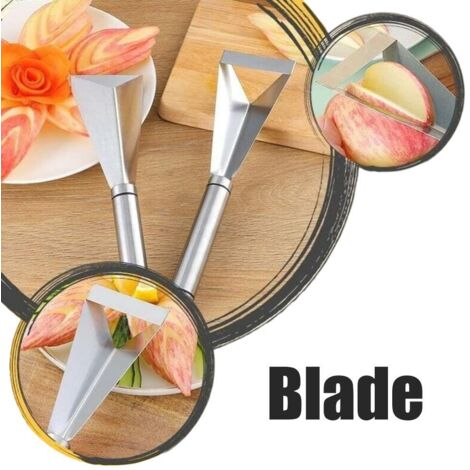 Couteau de Découpe en Triangle pour Fruits et Légumes en Acier Inoxydable - Outil de Sculpture Durable pour Décorations d'Assiettes DIY (1/5)