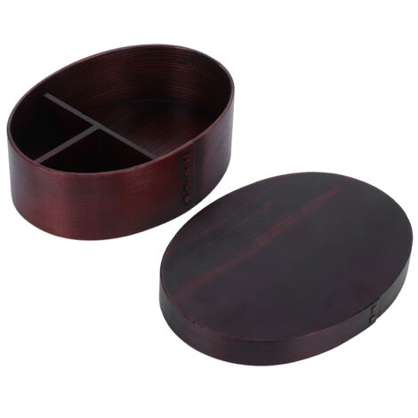 Boîte Bento Bois 17.5x13.5cm pour Déjeuner École Bureau - Récipient Repas Portable Étudiant Travailleur (1/5)