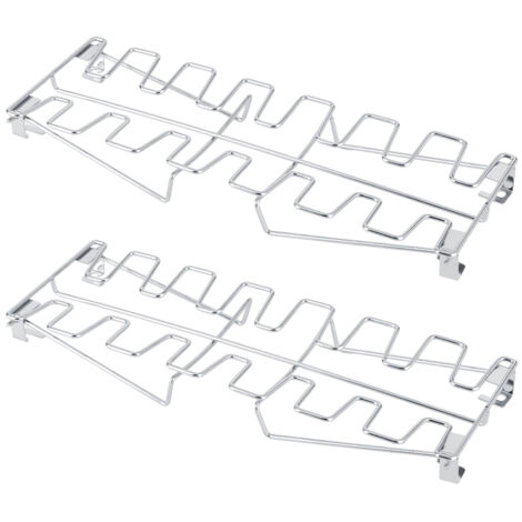 2 pièces Support de Cuisson pour Ailes et Cuisses de Poulet, Gril Pliable en Acier Inoxydable pour Barbecue et Four (1/5)