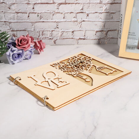 Album en Bois pour Invités de Mariage - Carnet de Messages pour Fiançailles et Décoration (1/5)