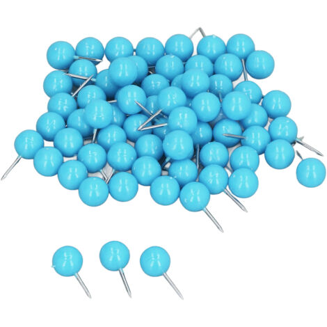 100 Épingles de Carte Décoratives en Acier et Plastique pour Tableaux Liège, Bleues, 9.5x20mm, Lot de 100 (1/5)