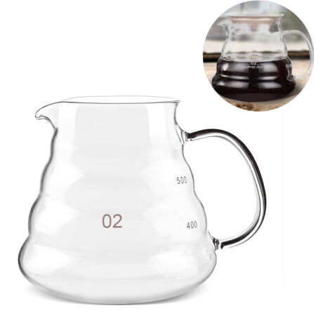 Bouilloire à café en verre trempé 500ml, résistante à la chaleur pour infusion de thé et accessoires de bar (1/5)