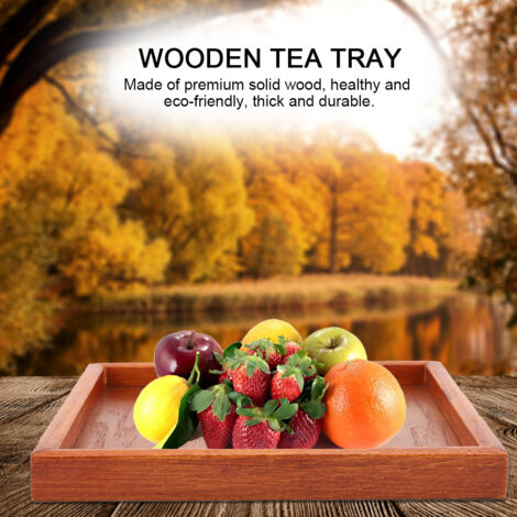 Plateau de service en bois massif pour thé, café, sushi ou snacks - 20x20 cm - Idéal café restaurant (1/5)