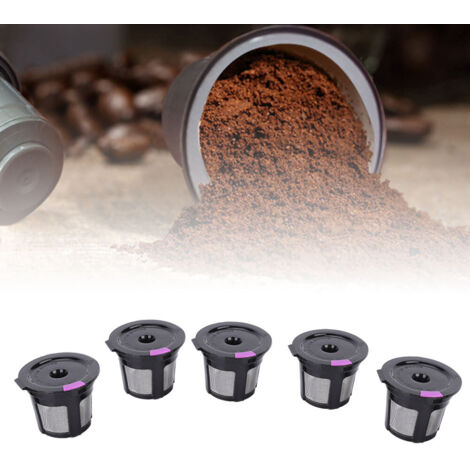 5 pièces Capsules à Café Rechargeables avec Cuillère, Compatibles Machines à Café Keurig 2.0 et Modèles KCUP (1/5)