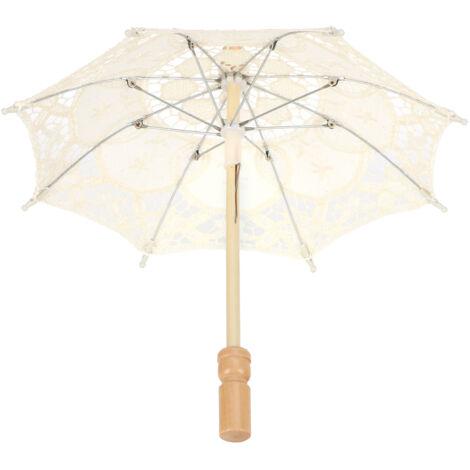 Parapluie de Mariée Dentelle Rétro Beige pour Photoshoot et Fêtes Costumées