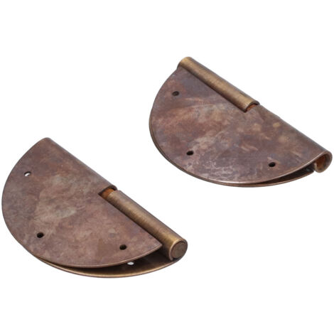 2 Hinges Ronde Laiton Style Antique Chinois pour Meuble 6cm Accessoire Quincaillerie (1/5)