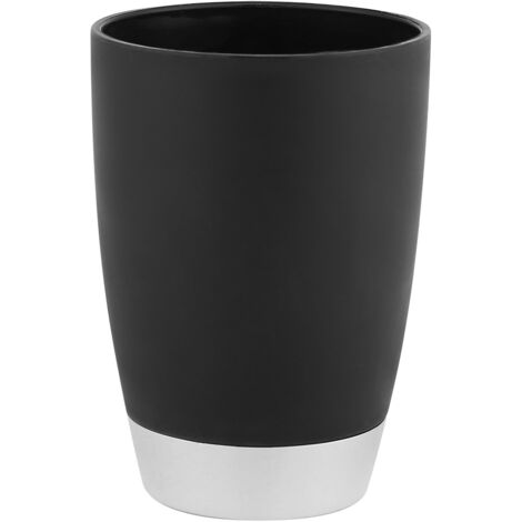 4 pièces d'accessoires de salle de bain en noir : porte-savon, distributeur, porte-brosse à dents et gobelet (1/5)