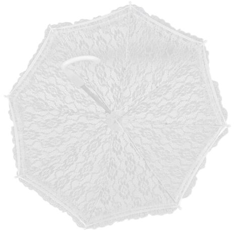 Parapluie de Scène Brodé Dentelle Blanche pour Mariage et Danse