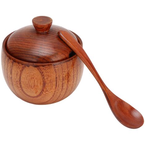 Boîte à Épices en Bois pour Sel, Poivre et Sucre avec Cuillère et Couvercle - Accessoire de Cuisine (1/5)