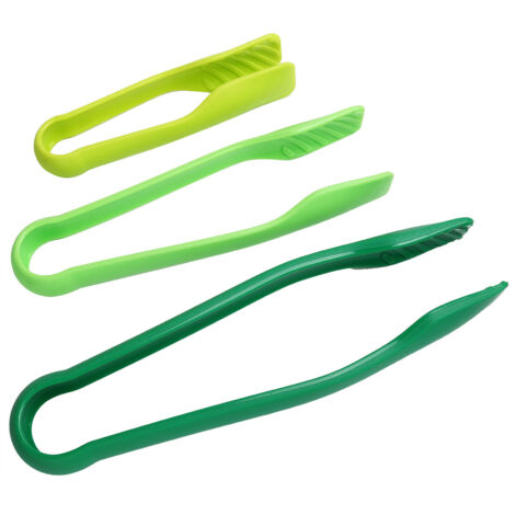 3 pièces Pinces de Cuisine en Plastique Alimentaire PP pour Barbecue, Salade et Grillades - Vert (1/5)