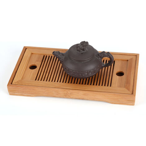 Plateau de service à thé en bambou, table basse style Gongfu pour salon, bureau ou salon de thé (1/5)