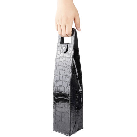 Sac réutilisable en cuir PU pour bouteilles de vin, champagne et bière - Porte-cadeaux (noir) (1/5)
