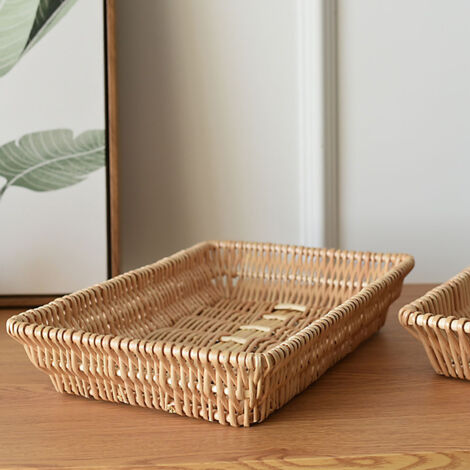Panier de rangement en osier tressé pour fruits et pain, empilable et pratique (1/5)