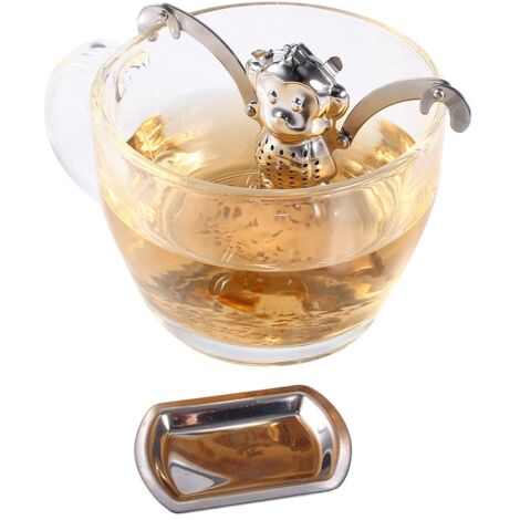 Infuseur à thé en acier inoxydable mignon en forme de singe pour feuilles et épices (1/5)
