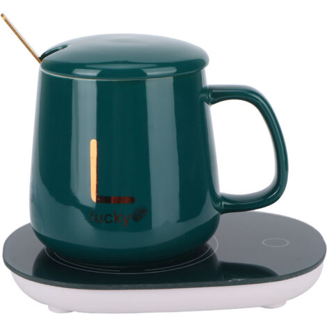 Tasse à Température Constante avec Chauffe-Tasse et Socle Thermostat - 220V (Vert, avec Couvercle, Cuillère et Tapis) (1/5)
