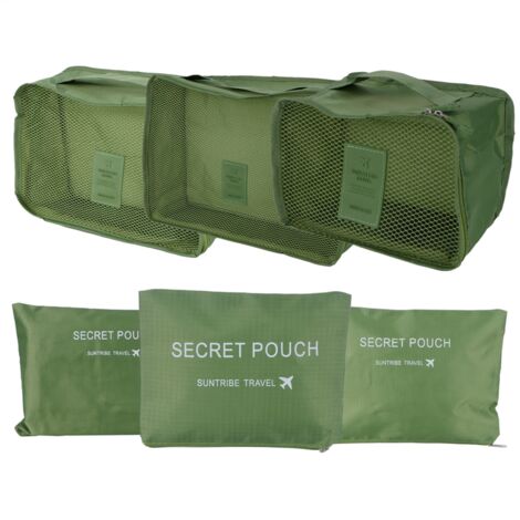 6 Sacs de Rangement pour Valise - Organisateur de Bagage Voyage, Set Compartiment Vêtements Vert (1/5)