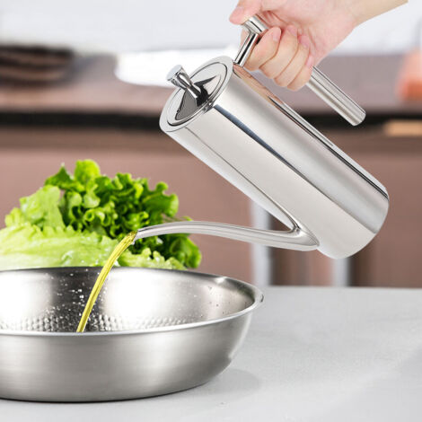 Flacon à huile en acier inoxydable 0,5L - Récipient étanche et anti-poussière pour cuisine (1/5)