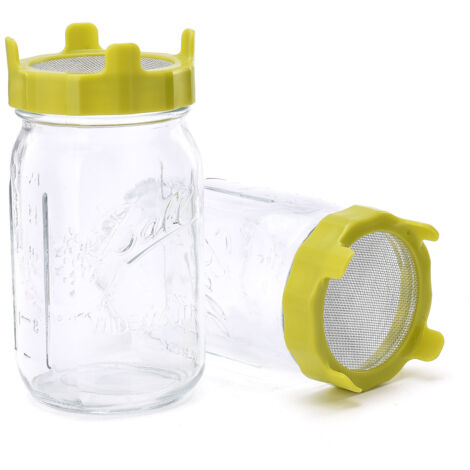 Couvercle ABS avec tamis inox pour bocaux Mason à large ouverture (1/5)