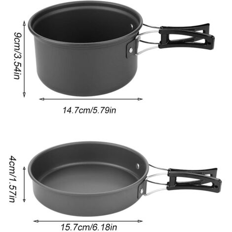 Ensemble de 8 Pièces Ustensiles de Cuisine Camping Portable Noir pour Pique-nique et Voyage (1/5)