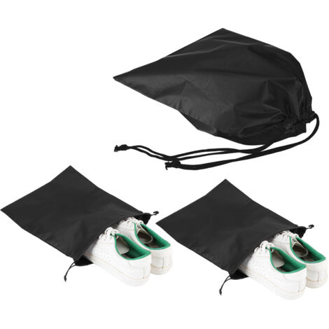 Sac étanche en nylon avec cordon de serrage pour rangement de chaussures et vêtements, anti-poussière, noir (1/5)