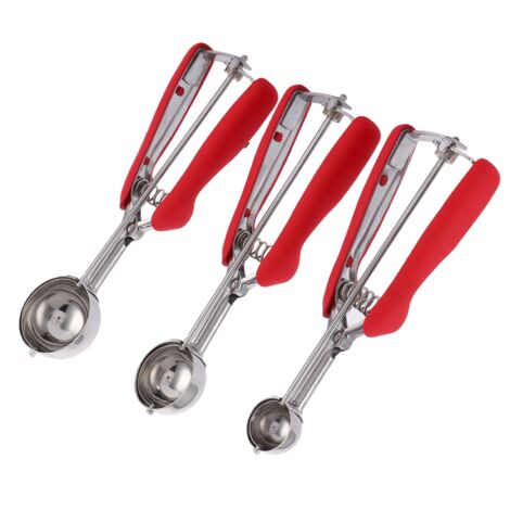 3 Pièces Cuillère à Glace en Acier Inoxydable, Cuillère à Biscuits et Sondre à Pastèque, Set pour Desserts (1/5)