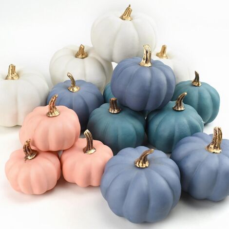 16 Pièces Citrouilles Artificielles en Mousse pour Décoration d'Automne, Halloween et Thanksgiving (1/5)