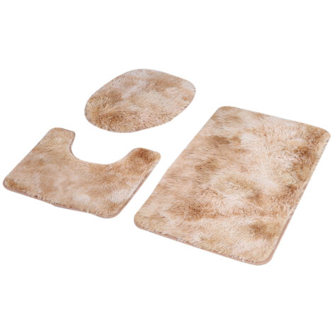 Ensemble de 3 tapis de salle de bain antidérapants, couvercle de toilette et tapis de contour doux, décoration maison en jaune (1/5)