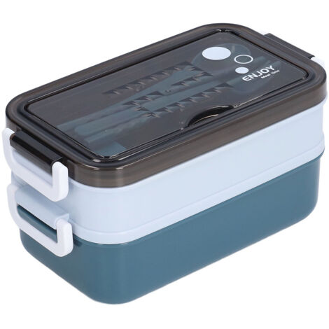 Boîte-repas isotherme en acier inoxydable 2 niveaux, pliable et empilable, avec fermoir, bol à soupe 200ml en acier inox 304.