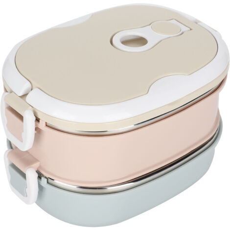 Boîte-repas Isotherme Acier Inoxydable Portable 2 Étages 1800ml pour Enfants et Bureau (1/5)