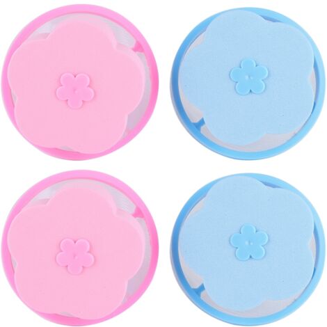 4 Pièces Sac Filtre Anti-Peluches Flottant pour Machine à Laver, Bleu et Rose (1/5)