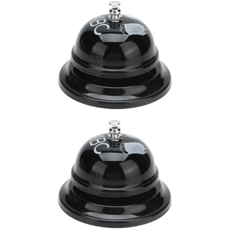2Pcs Cloche de Service - Son Cristallin, Design Classique, Base Antidérapable pour Hôtel, Restaurant ou Maison (Noir) (1/5)