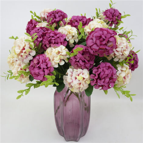 Hortensia Artificiel Bleu - 10 Tiges Réalistes, Facile d'Entretien, Décoration pour Mariage, Maison, Intérieur et Extérieur (1/5)