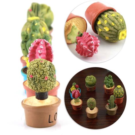 Mini Cactus Plantes Succulentes Miniatures pour Décor Maison de Poupée - Pot Inclus (Lot de 7) (1/5)