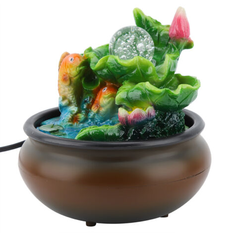 Fontaine de Bureau Zen avec Poisson Porte-Bonheur, Décoration Feng Shui pour Maison (EU Plug 220-240V) (1/5)