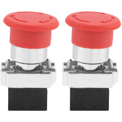 2PCS Bouton d'Arrêt d'Urgence Rouge 22MM XB5 - Interrupteur de Sécurité (1/5)