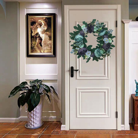 Couronne de Porte 40cm Fleurs Artificielles Vives Décor Murale Printanier (1/5)