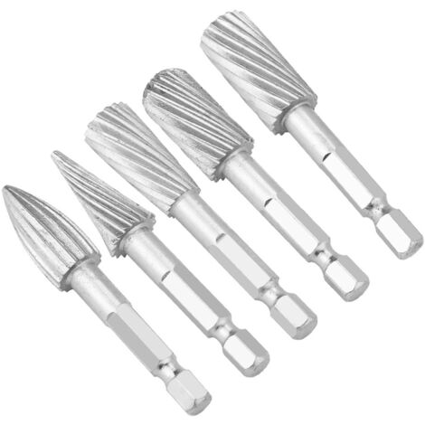 5 pièces fraises rotatives en acier rapide, queue de 6mm, pour aluminium et ferronnerie (1/5)