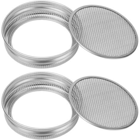 2 Pièces Couvercles Filtre en Acier Inoxydable pour Germination de Graines, Accessoire pour Bocaux à Large Ouverture 86mm (1/5)