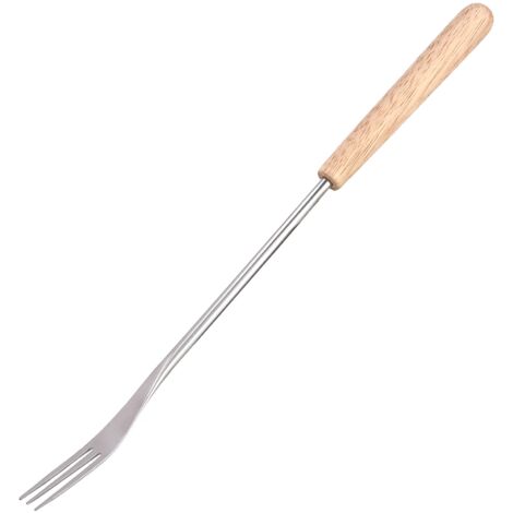 Fourchette à BBQ en bois 26,5cm pour brochettes de camping et pique-nique (1/5)