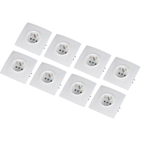 8 prises murales françaises 16A 220V pour maison, bureau, hôtel - Lot de 8 (1/5)