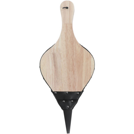 Soufflet de cheminée en bois massif, manuel et durable, résistant à la chaleur avec cuir, idéal pour BBQ, camping et foyer. (1/5)