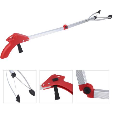 Pince à déchets pliable pour ramasser feuilles et déchets de jardin (manche rouge) (1/5)