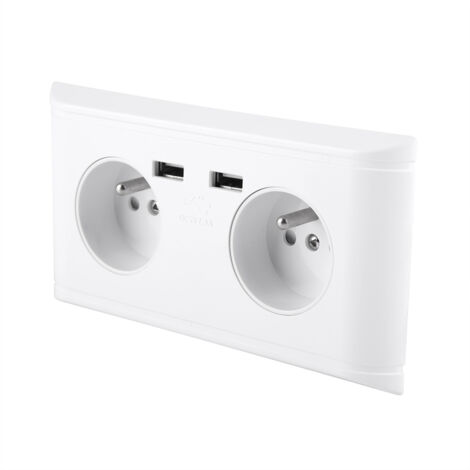 Prise Murale Multifonction UE avec Double Port USB pour Charge de Téléphone, 250V (1/5)