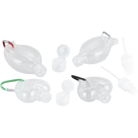 4 Bouteilles de Voyage Transparentes 50ml Anti-Fuites avec Porte-Clés, Récipient Plastique Vide pour Extérieur (1/5)