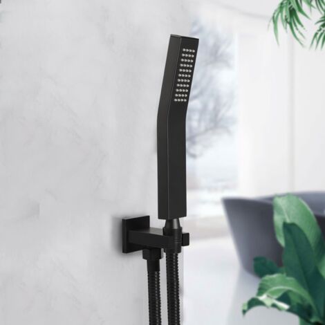 Tête de douche à main pressurisée G1/2 pouce, kit de pulvérisation pour salle de bain noir mat (1/5)