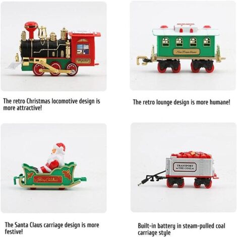Train électrique de Noël avec lumières et sons - Jouet train miniature pour décoration de Noël et intérieure (1/5)
