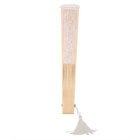 Éventail pliant japonais vintage en dentelle blanche pour décoration - Fait main (1/5)